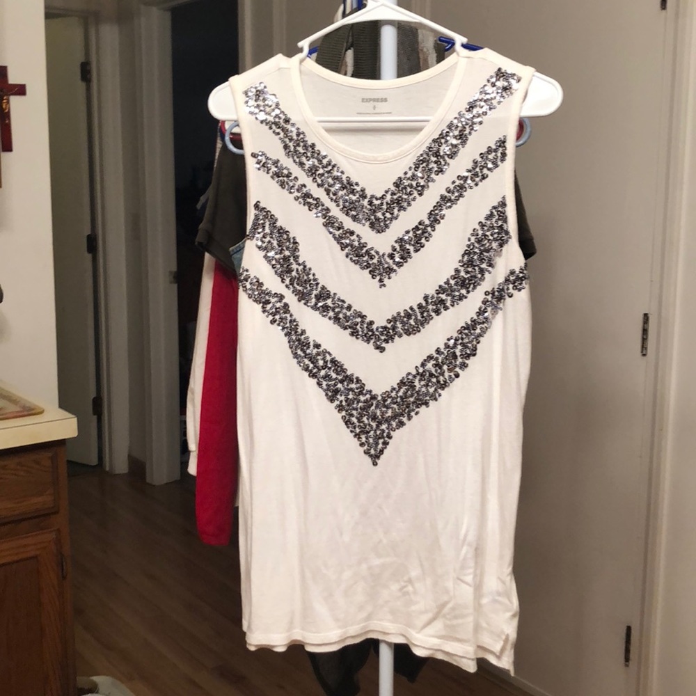 Sequined long express tank top